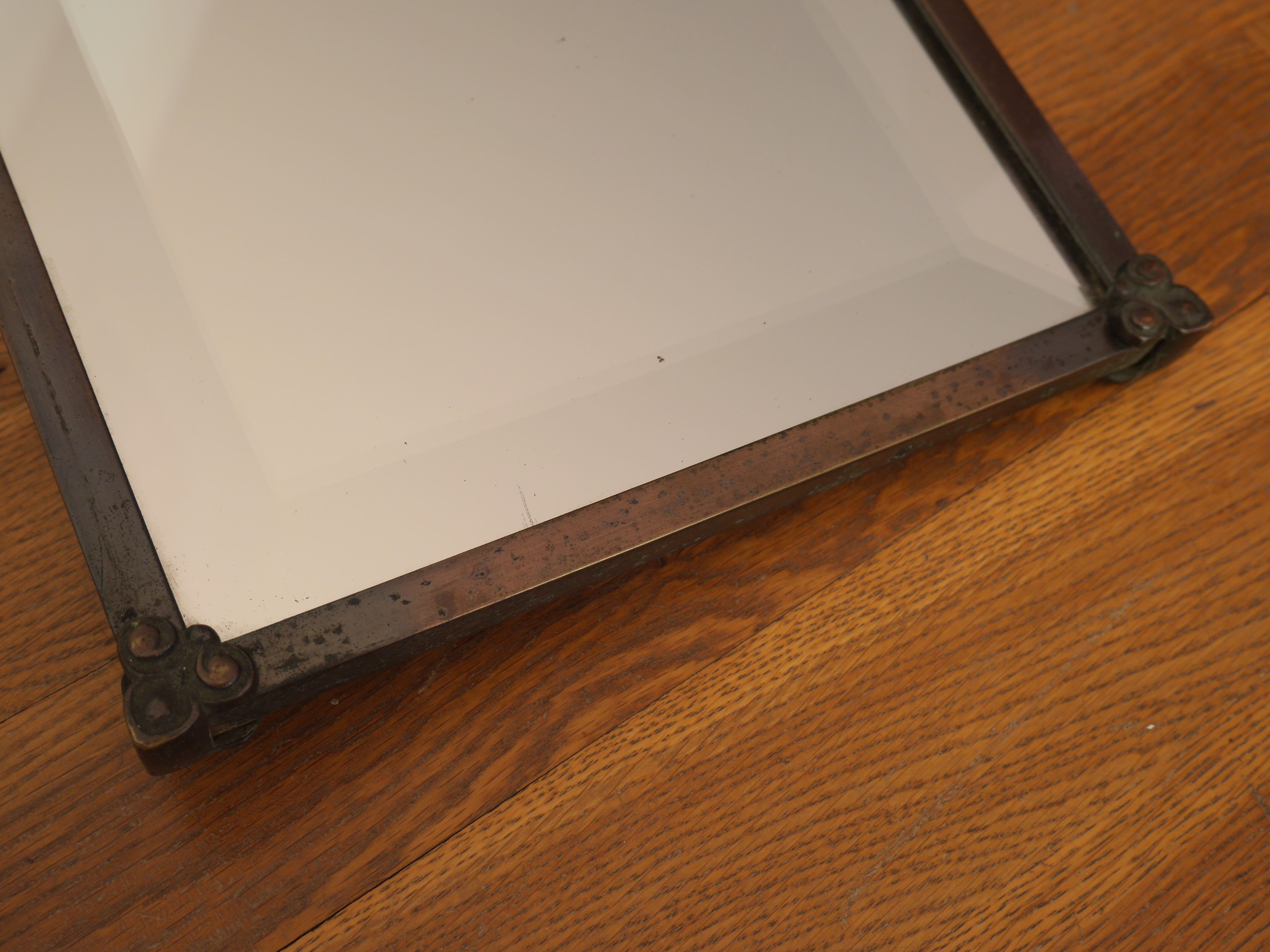 Art deco mirror brass patina 26x26cm