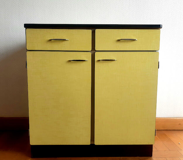 Lemon yellow formica sideboard 1960