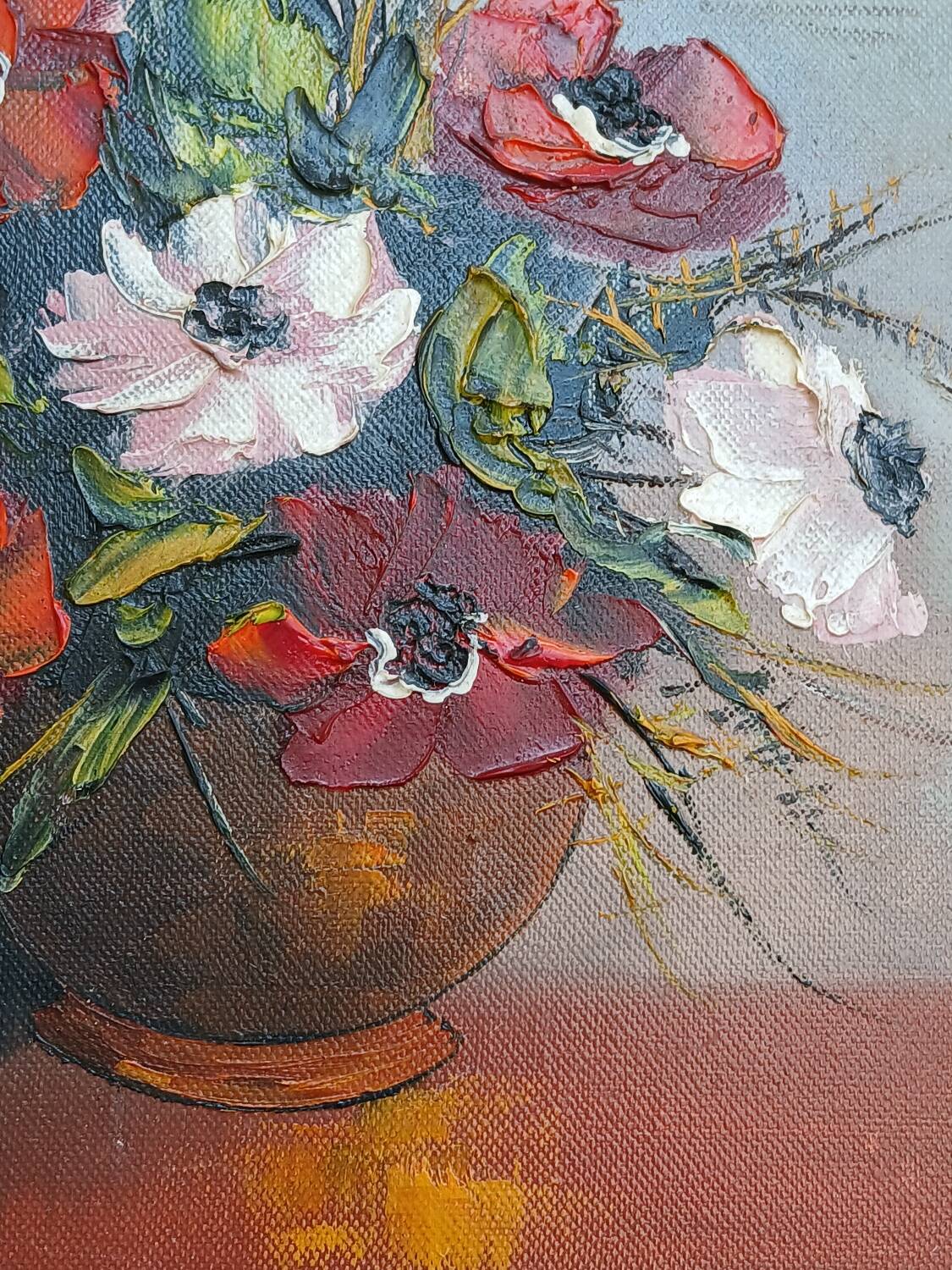 Painting bouquet of anemone flowers