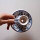 Blue patterned ceramic candle holder