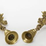 Pair of gilded bronze candlesticks decorated with lizards