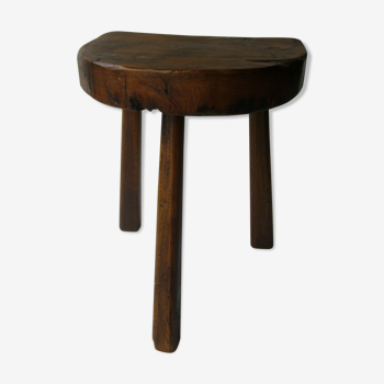 Tabouret de vacher tripode en noyer