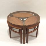 Trinity Scandinavian coffee table from the 60s, teak and glass