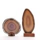 Two agate slices on wooden base, 1970s