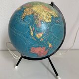 Vintage globe 1975 terrestrial tripod glass Taride world map - 28 cm