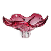 Josef Hospodka Large Cranberry Glass Bowl, Czechoslovakia, 1960s