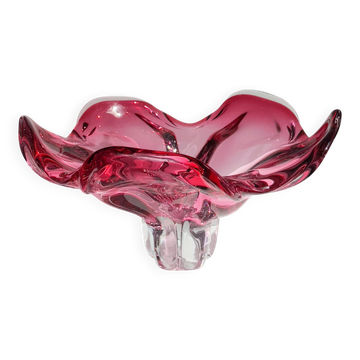 Bol en verre de grande taille en cranberry, Josef Hospodka, Tchécoslovaquie, années 1960.