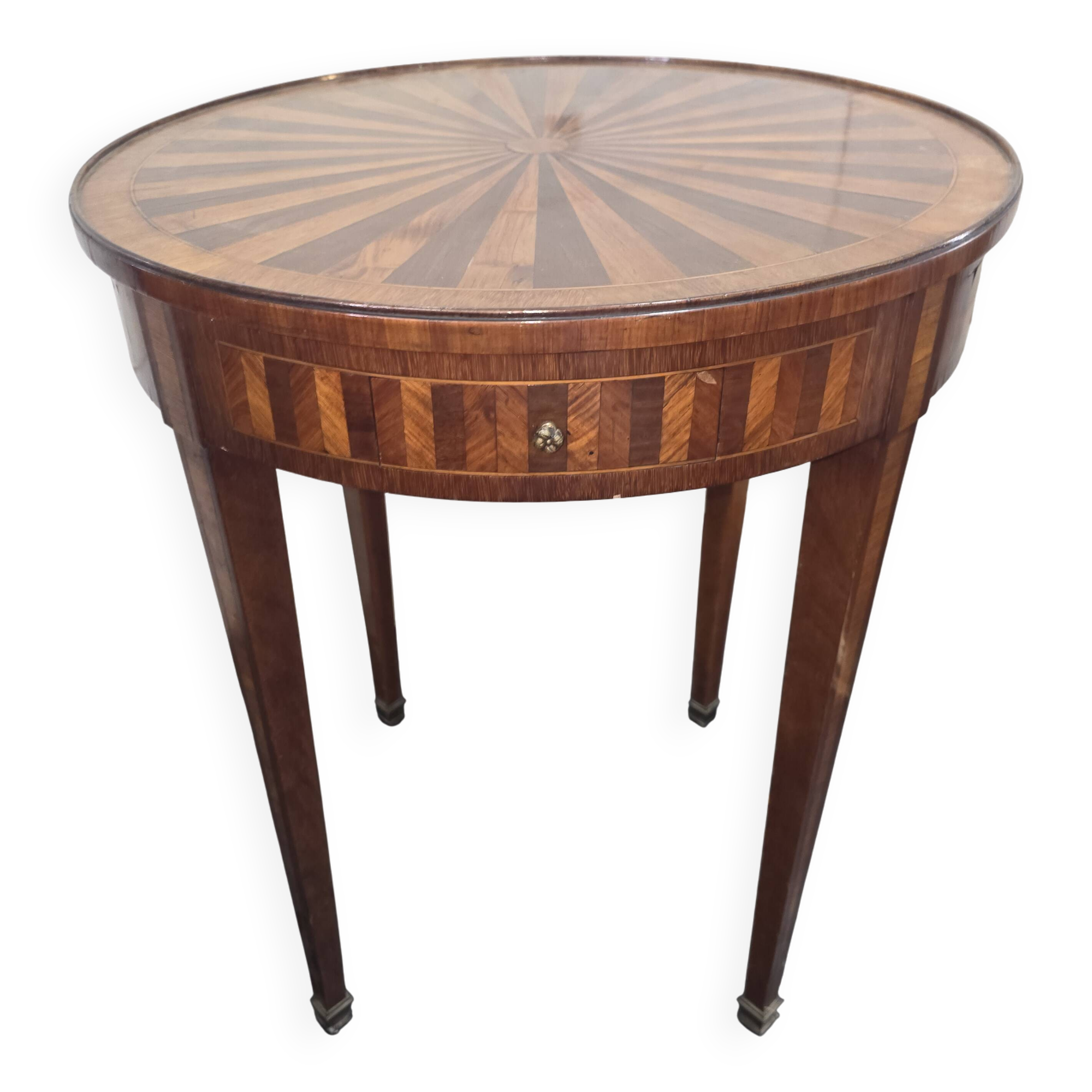 Bouillotte table in marquetry, signed Pagny Fils, Paris, early 20th century