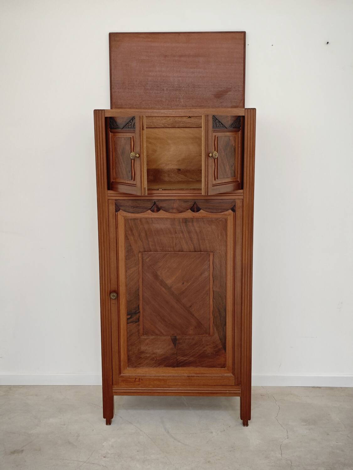 Antique wooden gramophone sideboard Art Deco France 1950