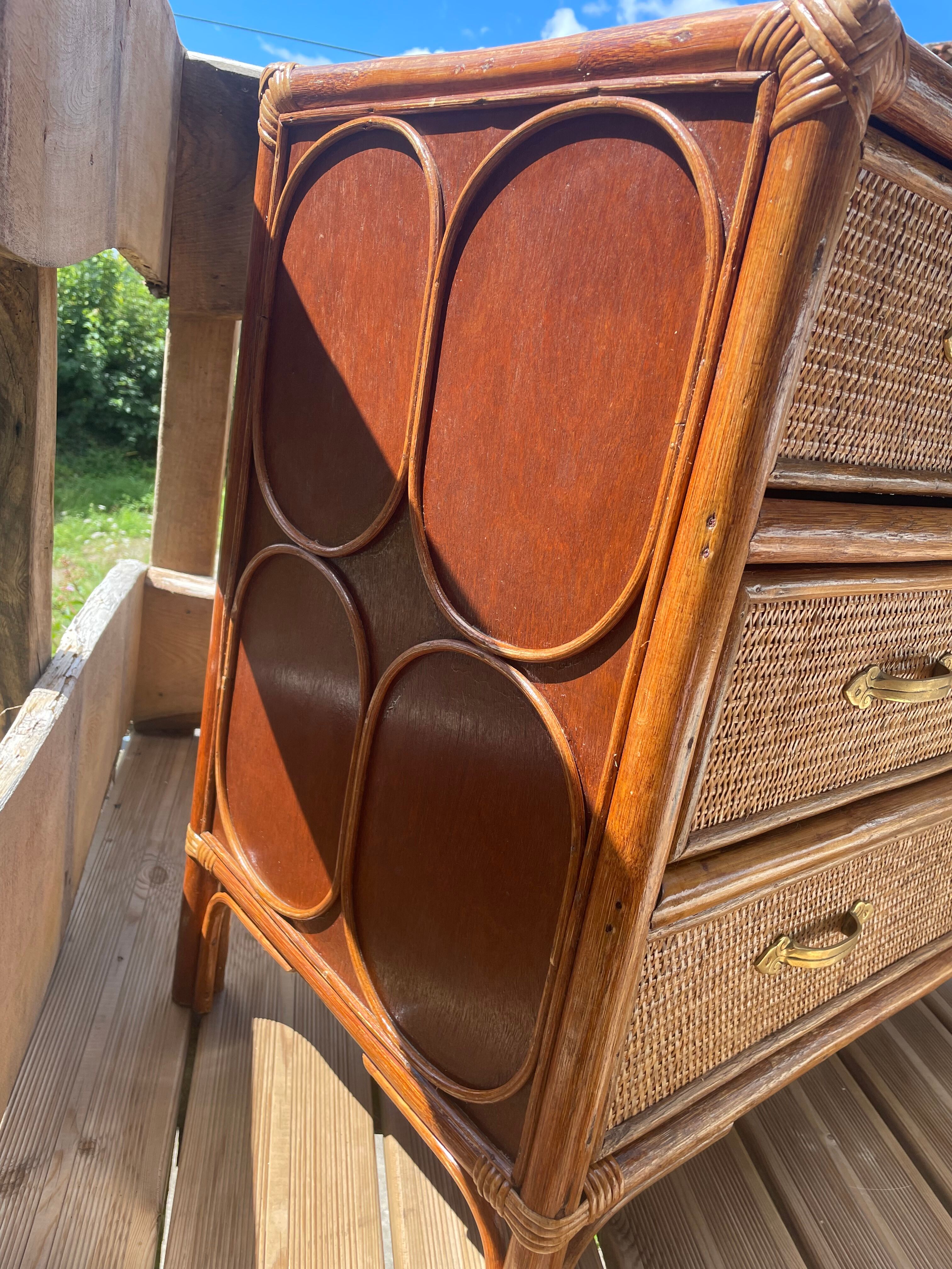 Commode osier et rotin