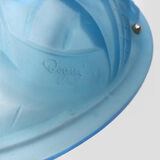 Old degue chandelier, suspension basin art deco 1 fire, in blue glass paste. signed degué