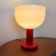 Red lacquered wood lamp and light diffuser in perspex 1980