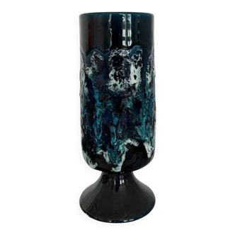 Vase en céramique fat lava bleue