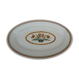 Salins Faïence oval dish Earth iron vase pattern with tulip L 37 cm