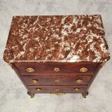 Commode d'entre deux style transition, satin & amarante, 19th