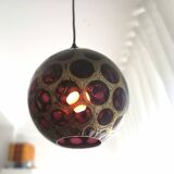 Space age vintage purple and gold large disco ceiling lamp