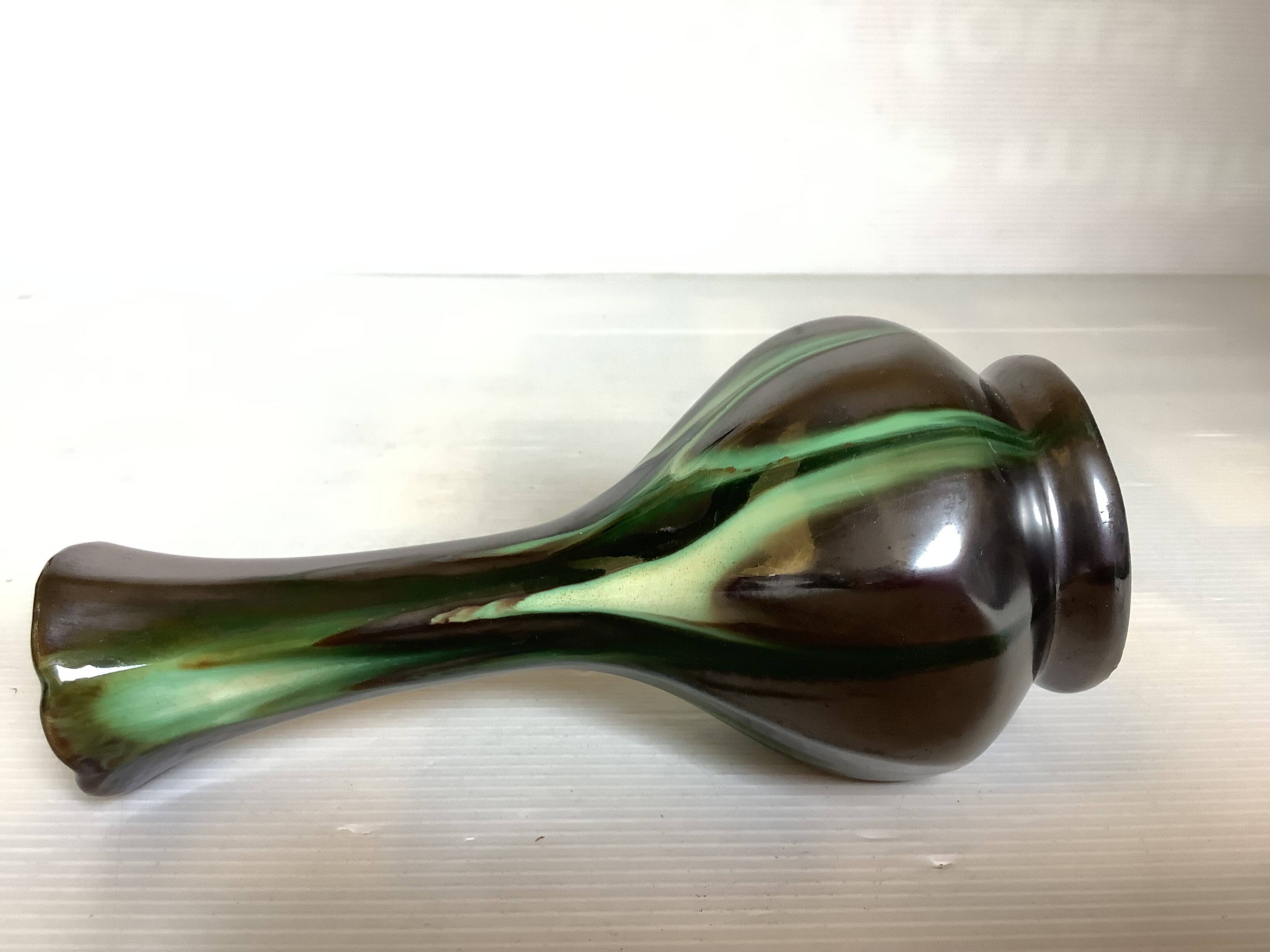 Iridescent black flared soliflore vase Thulin Belgium