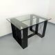 Vintage rectangular high table in glass and black metal from the 1980s.