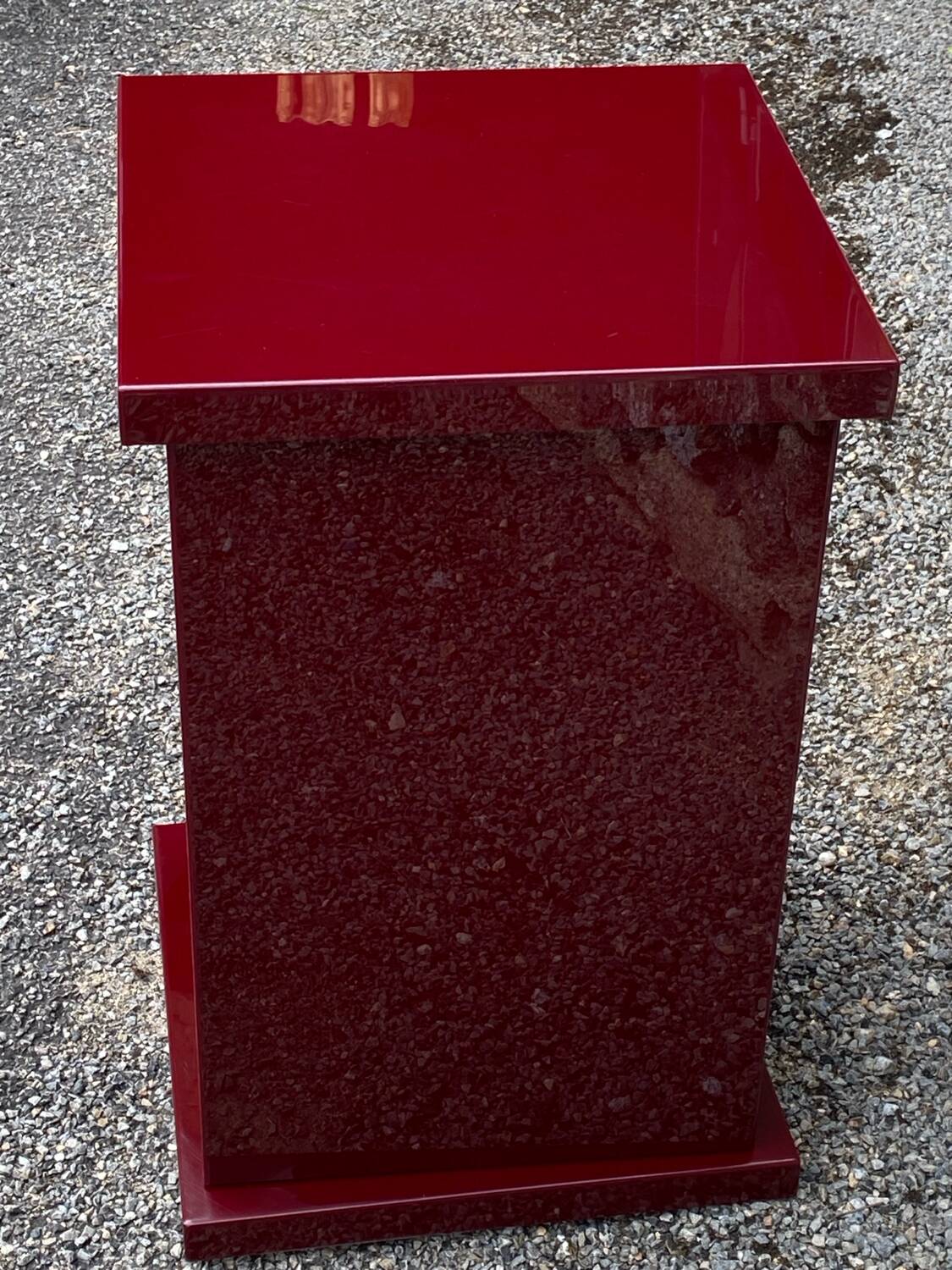 Square plexiglass shelf, burgundy red, david lange vintage 1980