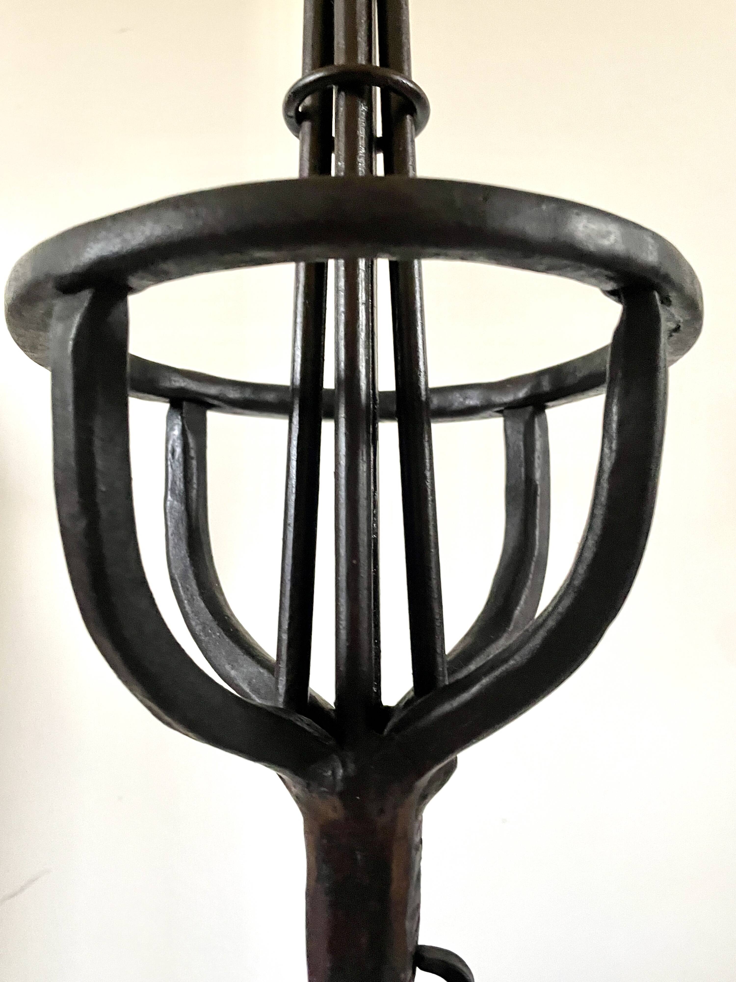 19th century wrought iron floor lamp