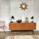Sideboard in teak feet chrome sliding doors by Voko in 1960