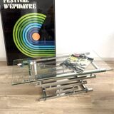 Table basse vintage verre et chrome