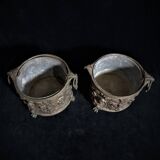 Paire de Cache-pots 19ème Siècle en Cuivre-Laiton Avec Putti en Repoussé