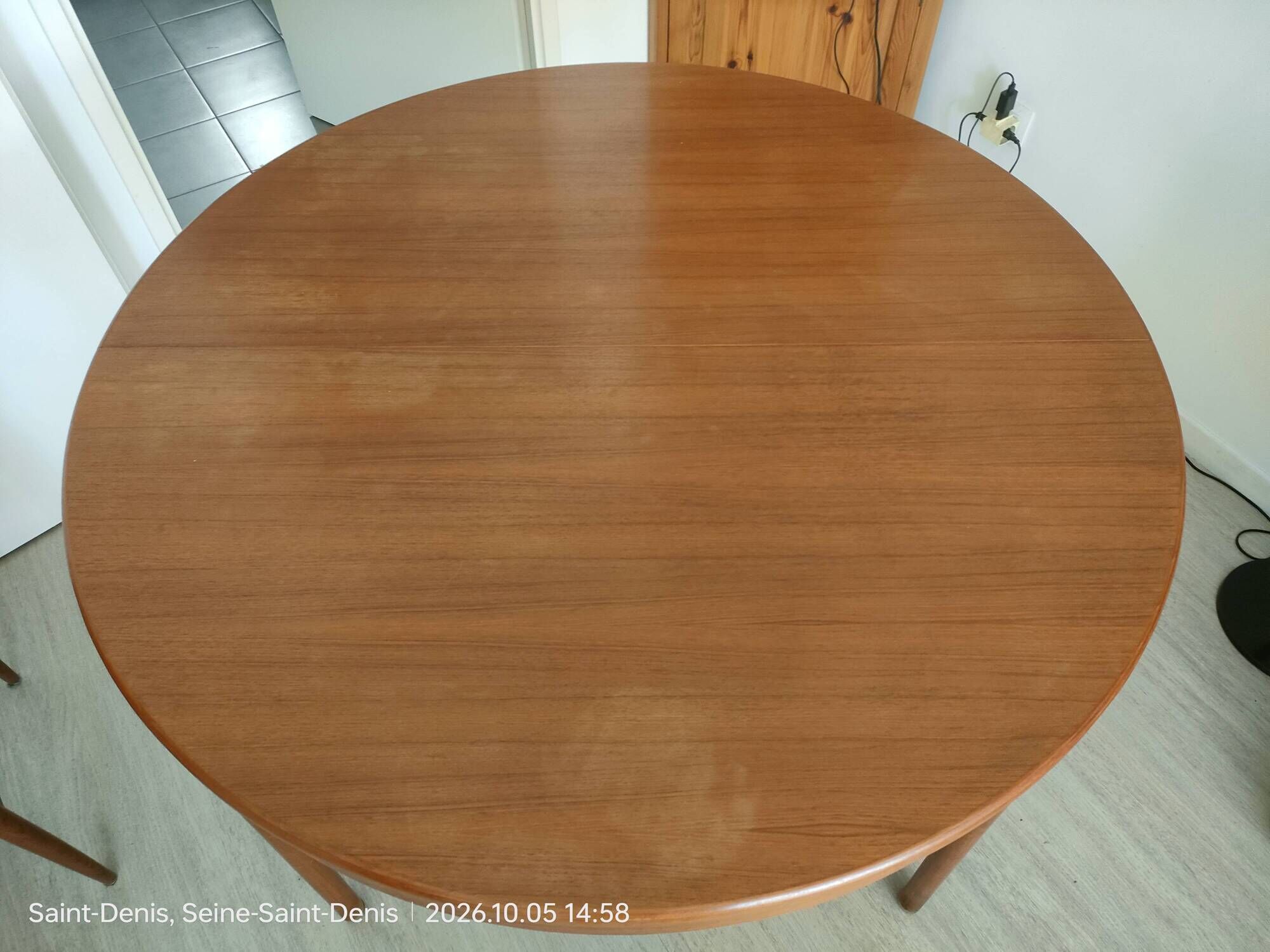 Scandinavian dining table, signed Meubles TV Paris, 1960.