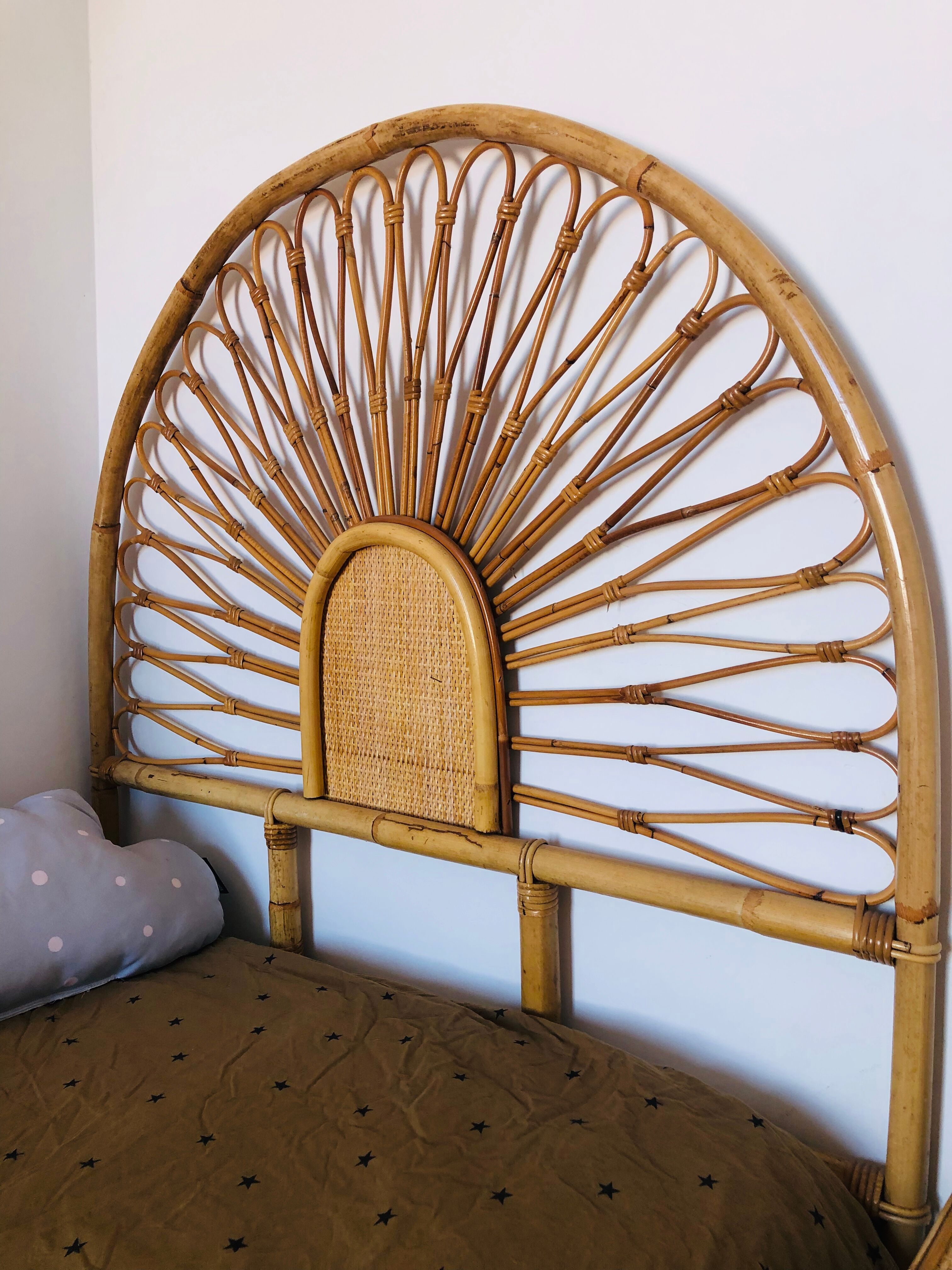 Rattan bed headboard - bamboo