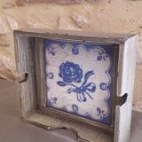 Grey patinated wooden top, ceramic bottom, for napkins/paper napkins