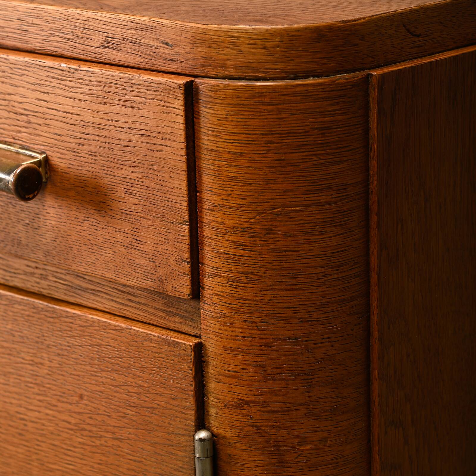 Pair Art Deco Nightstands or Bedside tables Oak and Glass, Netherlands, 193