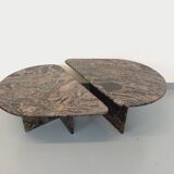 Paire de tables basses gigognes vintage en granit des années 70