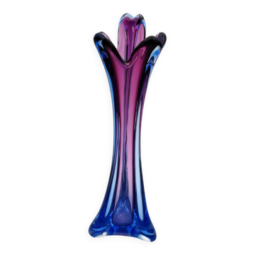 Vase Sommerso Murano violet et bleu