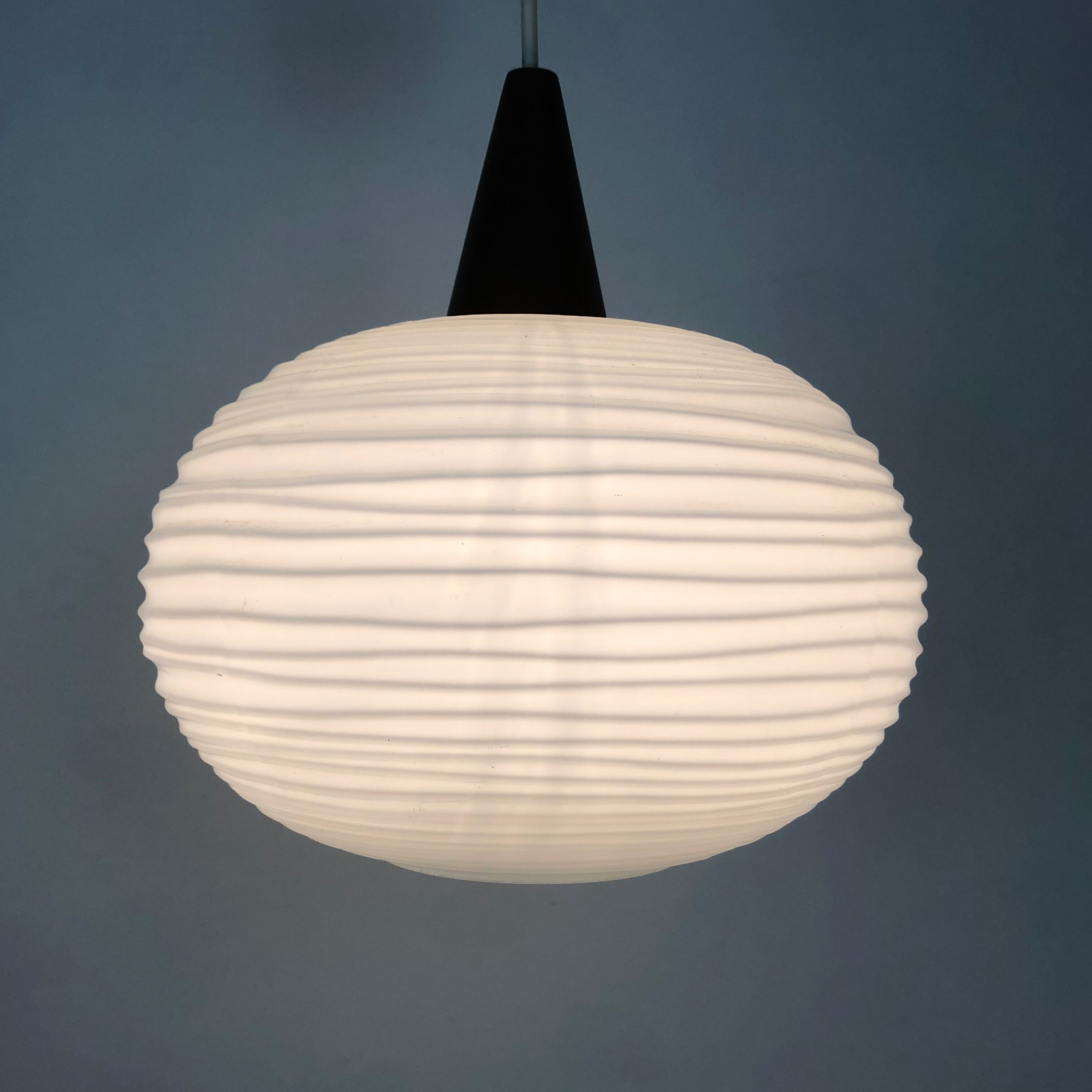 Scandinavian suspension teak and opaline, 1960 Denmark