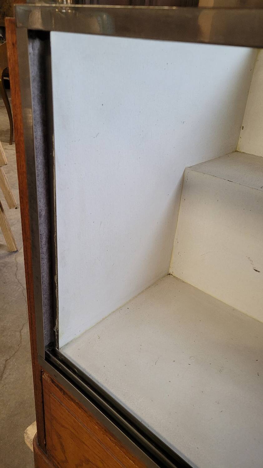 Shop counter display cabinet with old drawers, 1900s
