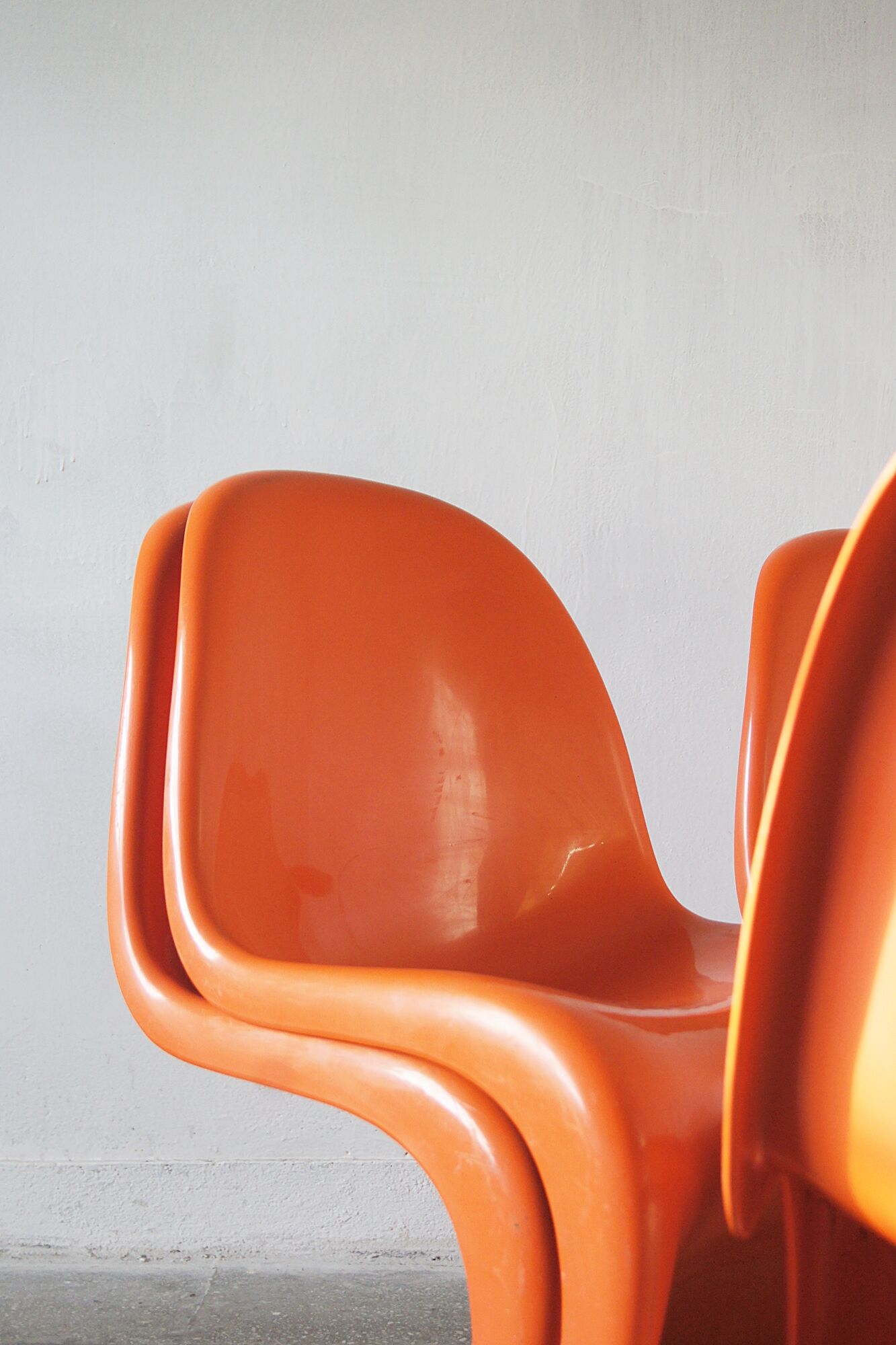 Orange Panton Chair by Verner Panton for Herman Miller set of 4