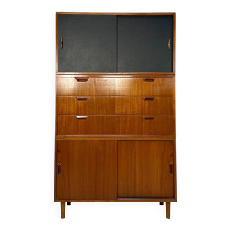 Cabinet en teck danois vintage des années 1960 en trois pièces.