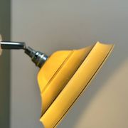 Vintage lampshade in yellow opaline with silver trim.
