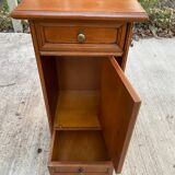 Solid wood bedside table with drawers and door