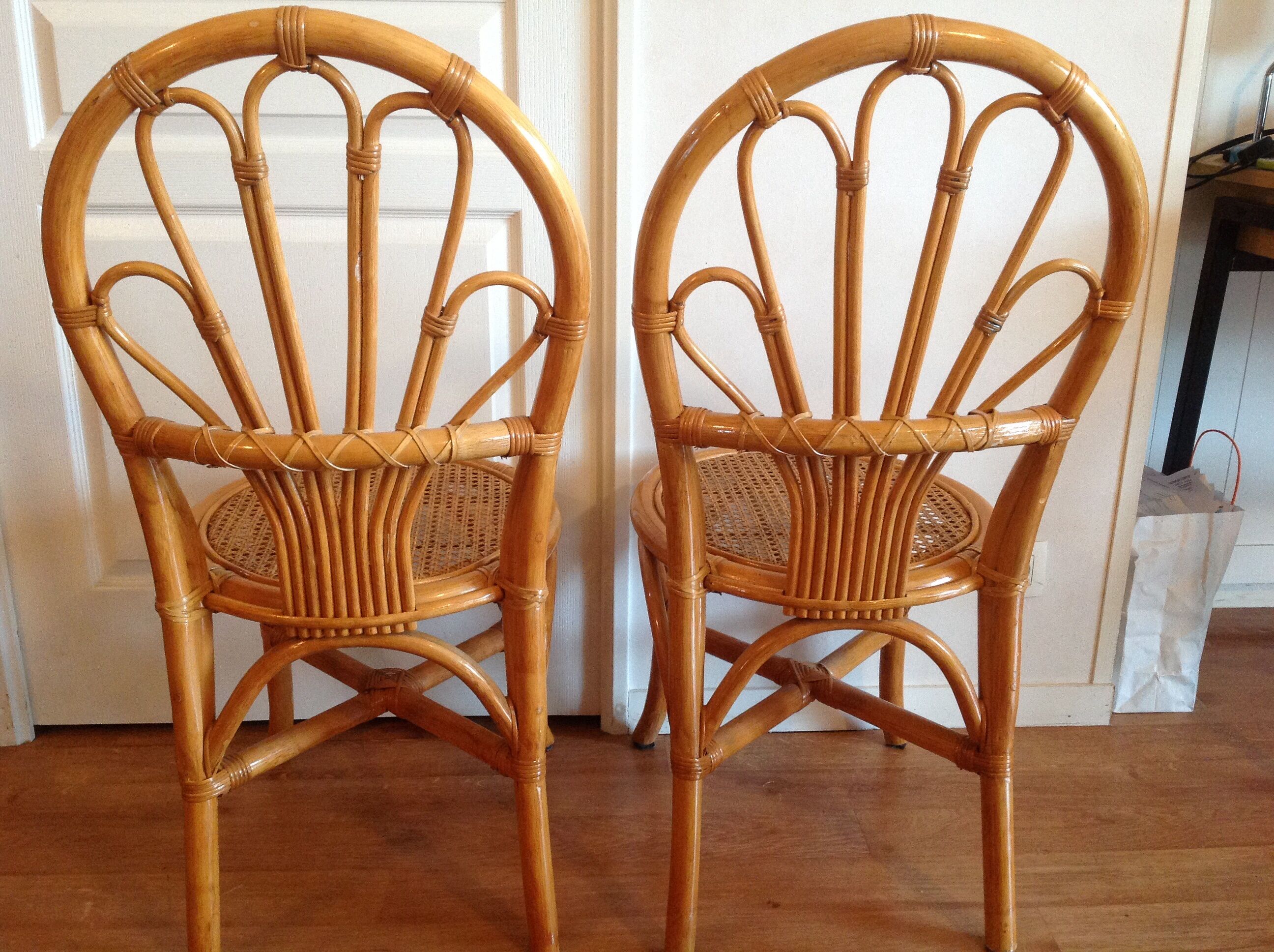 4 chairs rattan wicker canned vintage