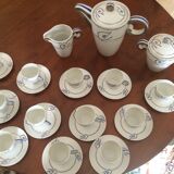 15-piece Limoges porcelain coffee set in art deco style