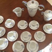 15-piece Limoges porcelain coffee set in art deco style