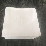 12 White damask napkins with JB monogram