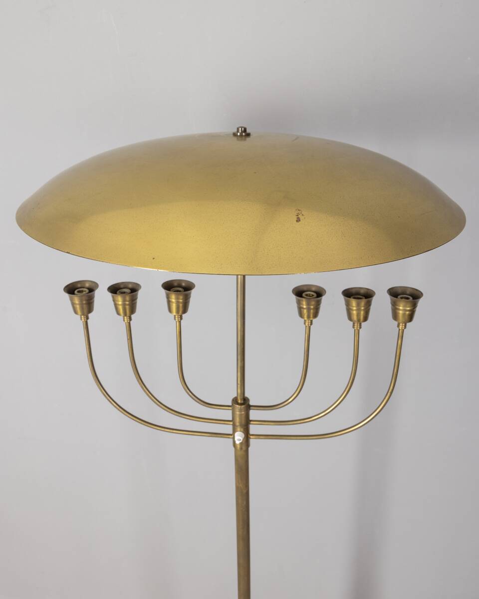 Lampadaire vintage des années 50 en onyx et laiton doré design italien