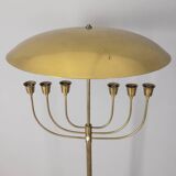 Lampadaire vintage des années 50 en onyx et laiton doré design italien