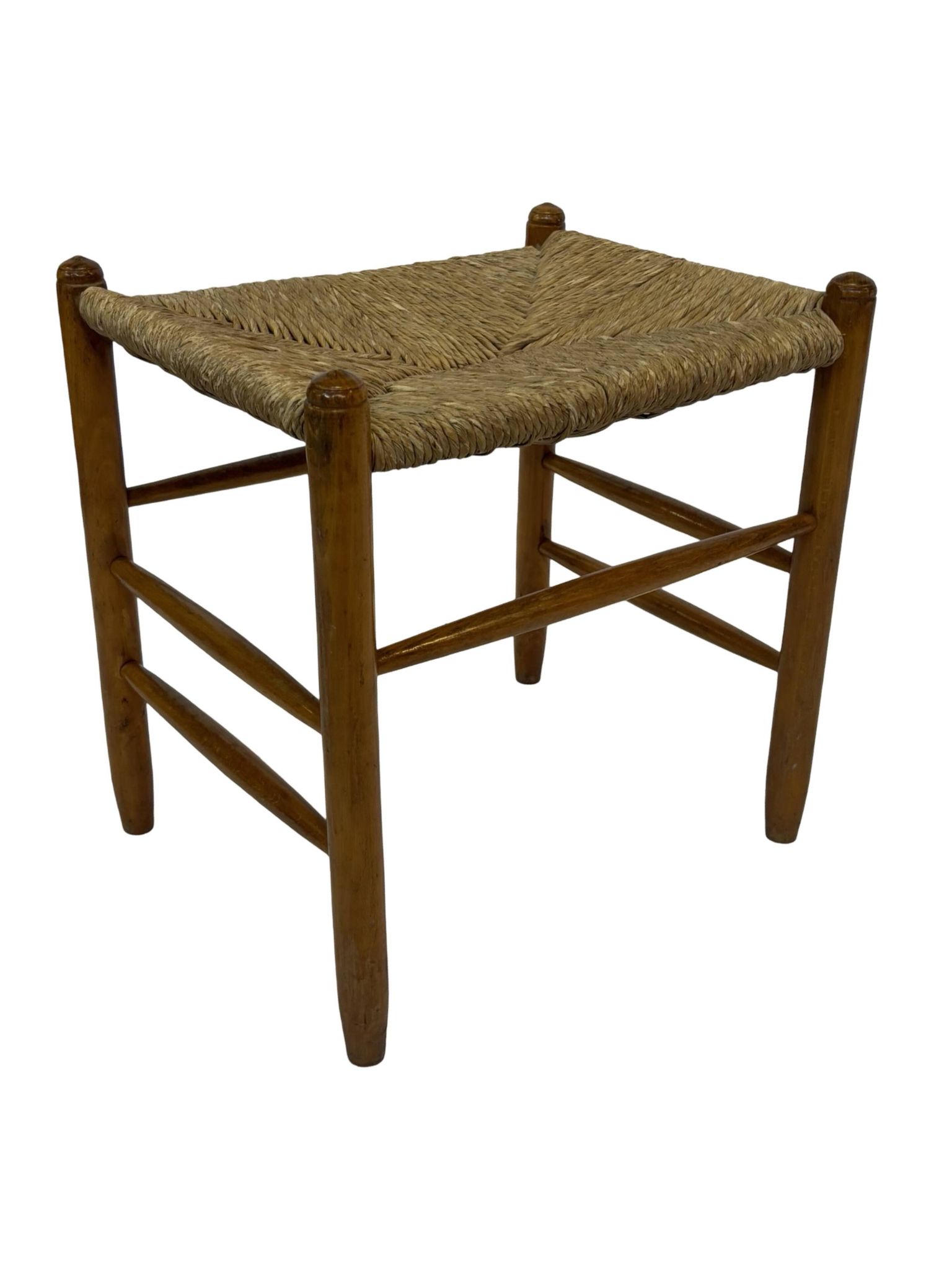 Tabouret vintage en corde de papier danois tabouret ottoman du milieu du siècle