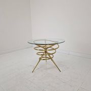 Elegant Italian Mid-Century Side Table with Sculptural Brass Base, 1970's
