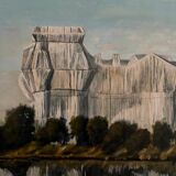 The Wrapped Reichstag in Berlin, 1995 Oil on Canvas, Framed