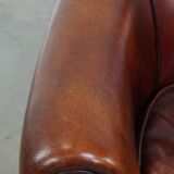 Sheepskin Leather Club Chair in a Cognac Tone