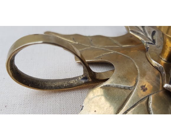 Brass holly candlestick